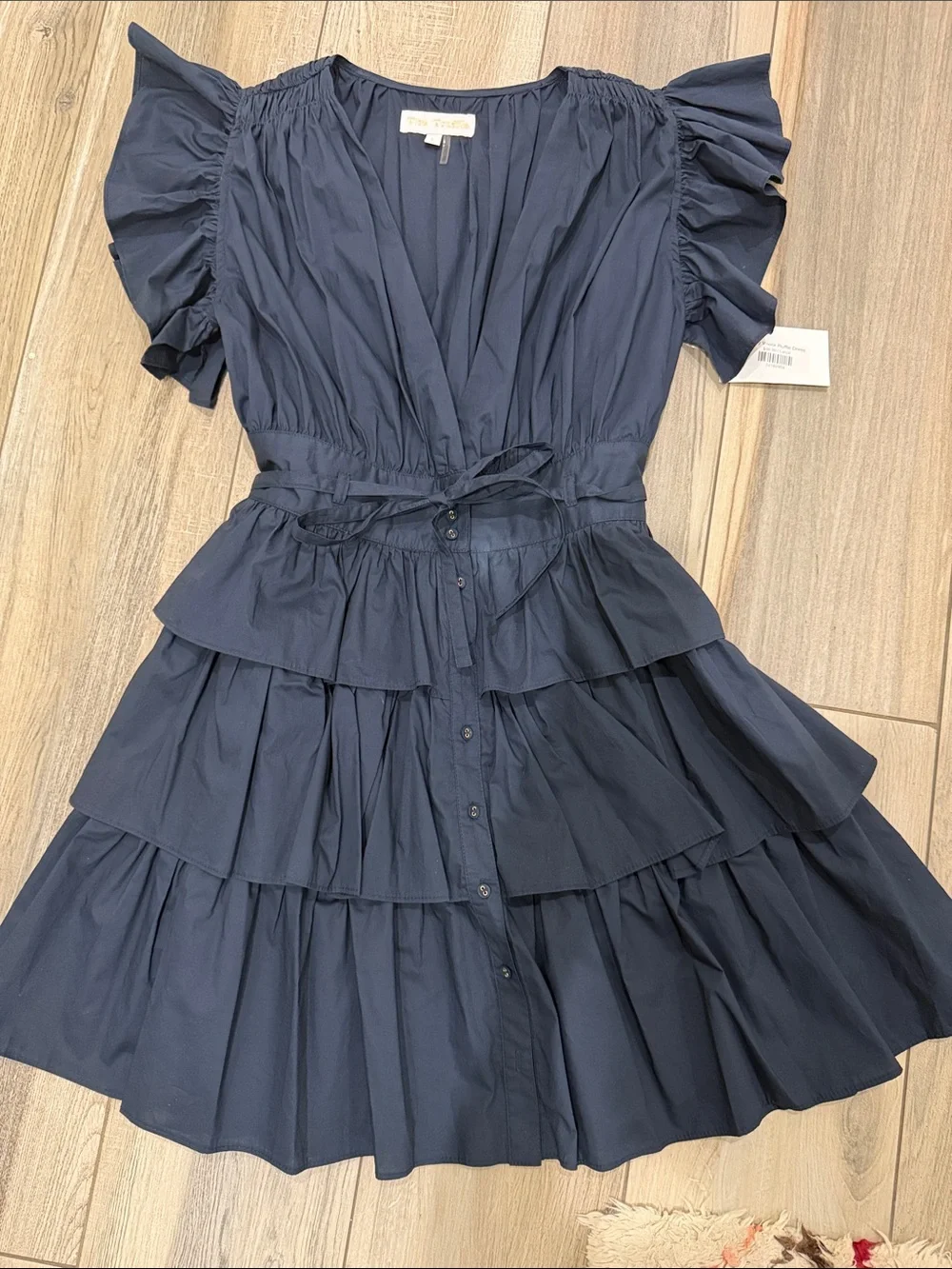 NWT Navy Blue Tiered Ruffle Dress - Picture 1 of 7